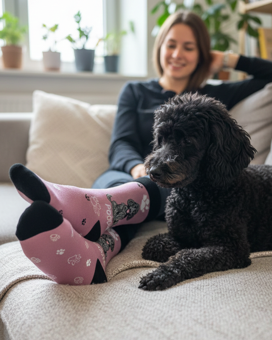 Black Poodle Socks Elegant Dog Series